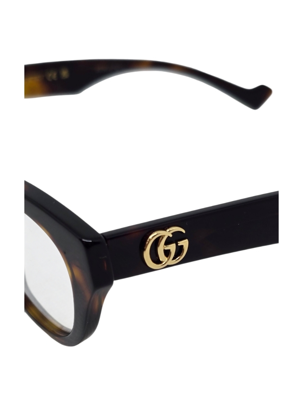 Gucci Tortoiseshell Brown and Gold Temple Glasses